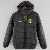 24/25 Dortmund Black Hooded Cotton Coat连帽棉衣
