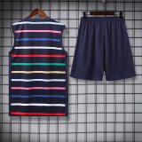 24/25 France Black And Colored StripesTank top and shorts suit