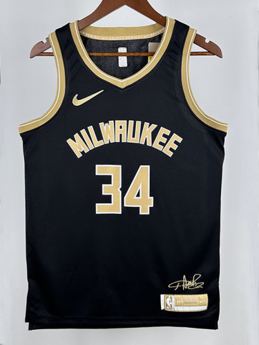 23/24 LAKERS LETTER BROTHER #34 Black Honor EditionTop Quality Hot Pressing NBA Jersey