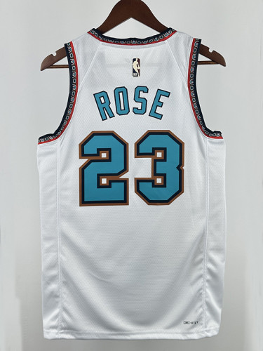 24/25 Grizzlies ROSE #23 White Retro Top Quality Hot Pressing NBA Jersey