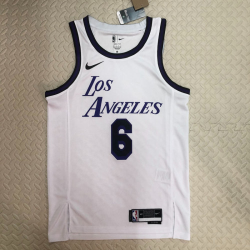 22/23 LAKERS JAMES #6 White City Edition Top Quality Hot Pressing NBA Jersey