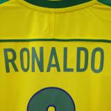 1998 Ronaldo # 9 Brazil Home Retro Soccer Jersey(印9号与名字）