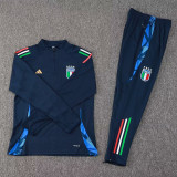 24/25 Italy Sapphire Blue Kids Half Pull Tracksuit  (半拉链、童装)