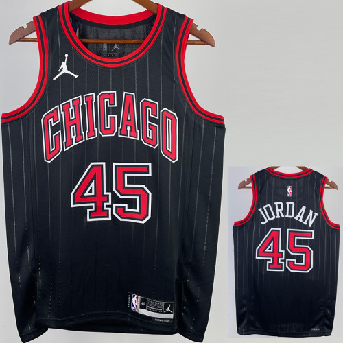 22/23 BULLS JORDAN #45 Black Top Quality Hot Pressing NBA Jersey (Trapeze Edition) 飞人版
