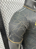 24/25  Algeria Black Grey Check  Player Version Soccer Jersey（胸前黄广告）(翻领）