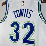 23/24 TIMBERWOLVES TOWNS #32 White Top Quality Hot Pressing NBA Jersey (Retro Logo)