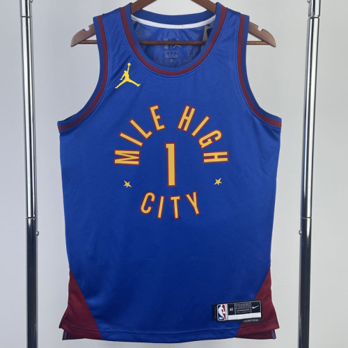 22/23 Nuggets PORTER JR. #1 Blue Top Quality Hot Pressing NBA Jersey (Trapeze Edition) 飞人版