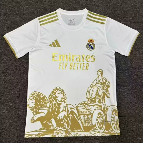 25/26 RMA Gold Lion's Head Special Edition White  Fans Soccer Jersey