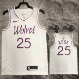 2018/2019 Timberwolves ROSE #25 White Retro Top Quality Hot Pressing NBA Jersey