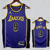 22/23 LAKERS BROWNIES # 9 Purple Flying Man Top Quality Hot Pressing NBA Jersey(飞人圆领)