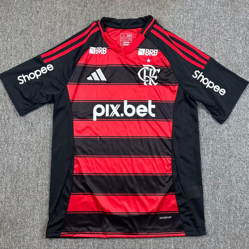 25/26 Flamengo Home Fans Soccer Jersey(Print all sponsors、全广告）