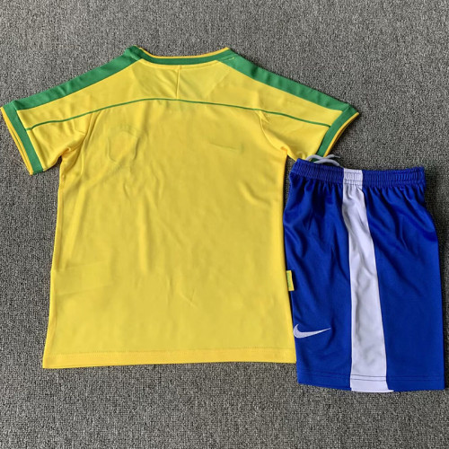 1998 Brazil Home Kids Retro Soccer Jersey