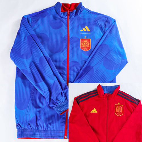 2023 Spain Blue & Red Double Sided Windbreaker (双面风衣)(刺绣)