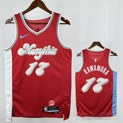 24/25 Grizzlies KAWAMURA #17 Red City Edition Top Quality Hot Pressing NBA Jersey