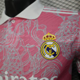 25/26 RMA  Dragon Pattern Pink White Player Version Soccer Jersey