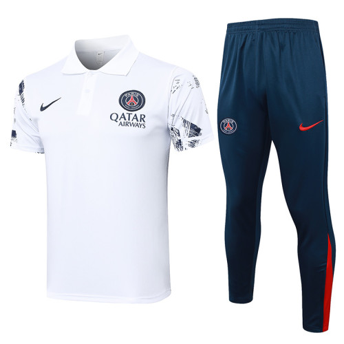 26/27 PSG White Polo Collar Pants Set