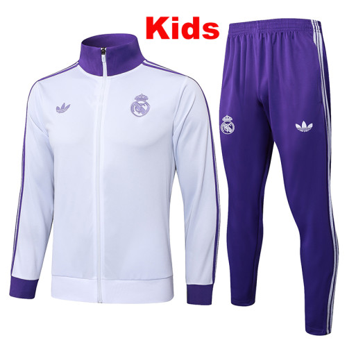 25/26 RMA White  Retro Edition  Kids Jacket Tracksuit#E997