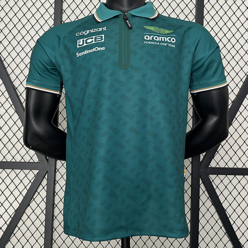 2024 F1 Aston Martin Green Polo Racing Suit(有领)
