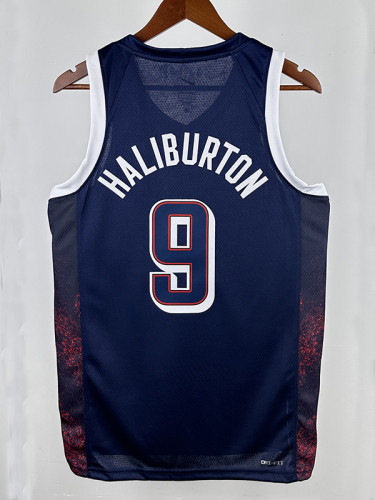 2024 Olympic Game USA HALLIBURTON # 9 Blue Basketball Jersey