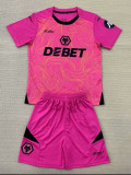 24/25 Wolves Pink Goalkeeper Kids  Soccer Jersey