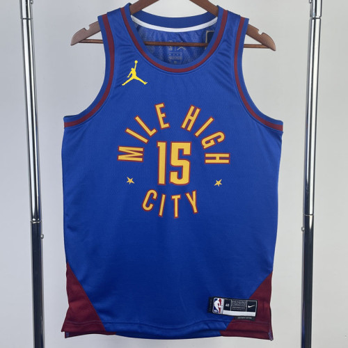22/23 Nuggets JOKIC #15 Blue Top Quality Hot Pressing NBA Jersey (Trapeze Edition) 飞人版