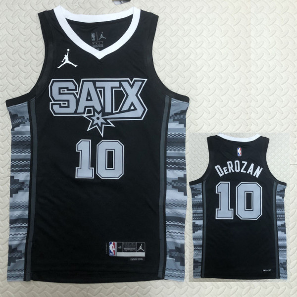 22/23 SA Spurs DEROZAN #10 Black Top Quality Hot Pressing NBA Jersey (Trapeze Edition)