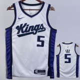 23/24 Kings FOX #5 White Top Quality Hot Pressing NBA Jersey