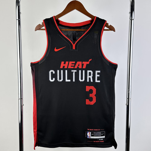 23/24 HEAT WADE #3 Black City Edition Top Quality Hot Pressing NBA Jersey (V领）
