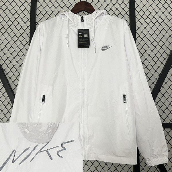 2024 New NK White Windbreaker(背上带黑字、连帽）