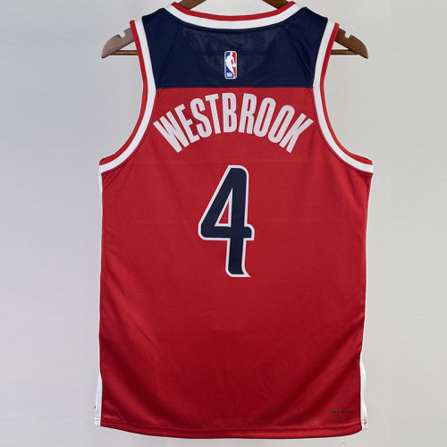 22/23 Wizards WESTBROOK #4 Red Top Quality Hot Pressing NBA Jersey