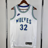 23/24 TIMBERWOLVES TOWNS #32 White Top Quality Hot Pressing NBA Jersey (Retro Logo)