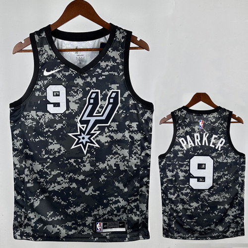 Sa Spurs PARKER # 9 Camouflage Top Quality Hot Pressing NBA Jersey