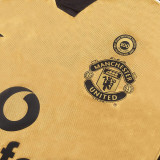 2001/2002 Man Utd 100th Centenary Gold White Two-Sided  Long Sleeve Retro Soccer Jersey