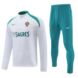 24/25 Portugal  White Half Pull Tracksuit (半拉链)