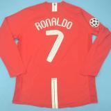 2007/2008 Man Utd home Red Retro soccer jersey(带胸前决赛字)