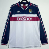 1997/1998 Man City Away Long Sleeve Retro Soccer Jersey