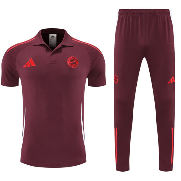 25/26  Bayern Maroon Polo Collar Pants Set