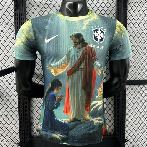 25/26 Brazil Christ statue Sky Blue  Player Version Soccer Jersey