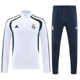 25/26  RMA White# Navy blue pants Half Pull Tracksuit (半拉链)