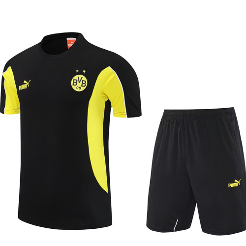 25/26  Dortmund Black Training Short Suit(黄边）