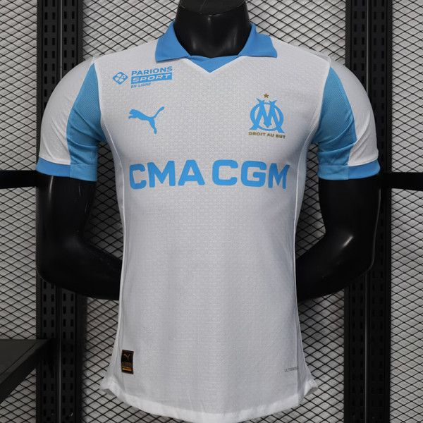 25/26  Marseille White Player Version Soccer Jersey
