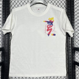2025 T246 Flying Man White  Pure Cotton  Blue T-shirt(小标）