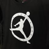 2025 T244 Flying Man Co branded Edition Black  Pure Cotton  Blue T-shirt