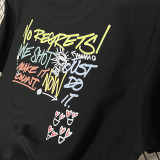2025 T258  Graffiti NK Black Pure Cotton  Blue T-shirt