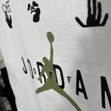 2025 T244 Flying Man Co branded Edition White  Pure Cotton  Blue T-shirt
