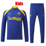 24/25 INT Blue   Half Pull  Kids tracksuit  (童装、半拉链、)