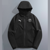 2025 Man City New Edition Black Thickened Assault Hooded Windbreaker 2025 Man City New Edition Black Thickened Assault Hooded Windbreaker