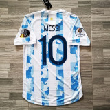 2021  Argentina Home  Player Version Soccer Jersey（Messi#10)左右21美洲带章+胸前字带美洲杯图