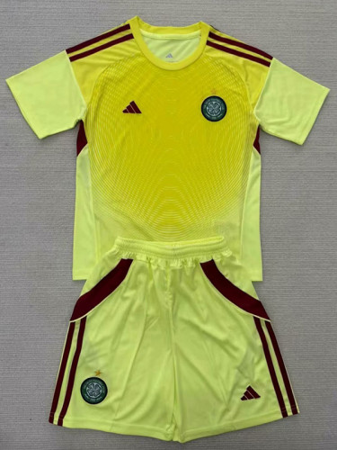 25/26  Celtic Goalkeeper Yellow Kids  Soccer Jersey