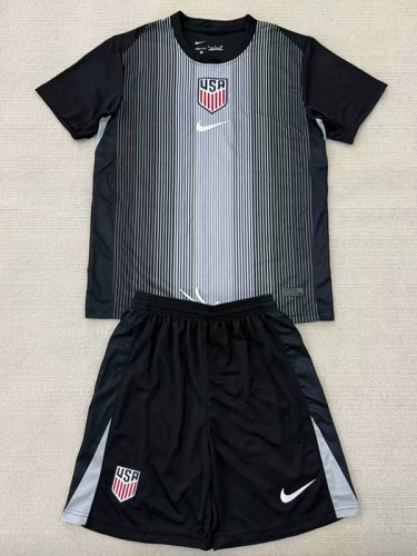 25/26 USA Goalkeeper Black Kids  Soccer Jersey